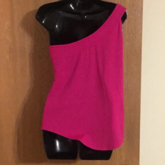 Women's One-Shoulder Pink Top - Picture 2 of 4